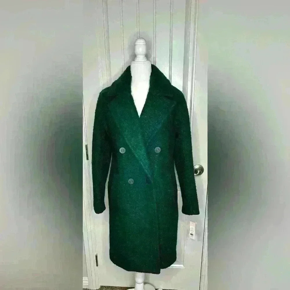 NWT BCBGeneration Boucle Longline Coat, Hunter Green, Size: Small